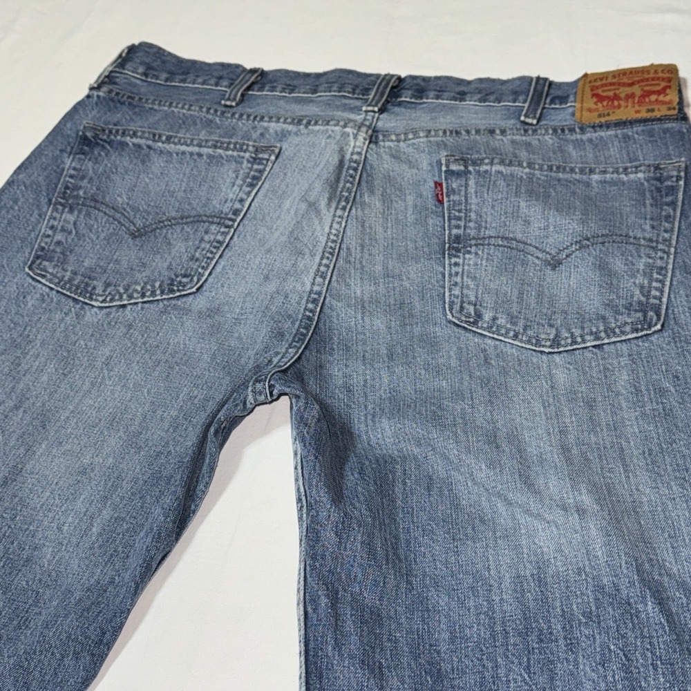 Levi's 514 Jeans‎ Men's 38x34 Slim Fit Straight Leg Denim Blue Distressed Faded